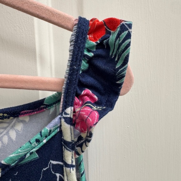 Picapino 3T Girls Floral Ruffle Short Sleeve Casual Tropical Island Dress - Picture 3 of 6